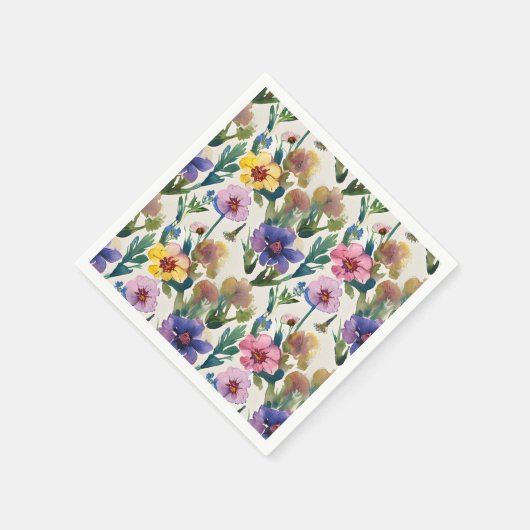 Wildbloemen waterverf bruiloft servetten (Hoek)