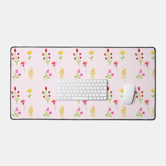 Wildbloemen Waterverf Floral Boho Chic Modern Bureaumat (Keyboard & Muis)
