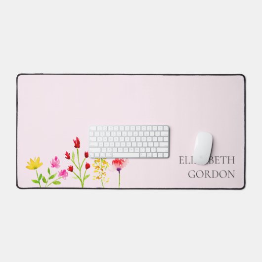 Wildbloemen Waterverf Floral Boho Chic Modern Bureaumat (Keyboard & Muis)