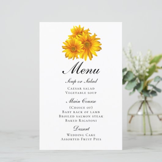 Wildbloemen Waterverf Lente Bloemen Bruiloft Menu (Staand voorkant)