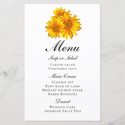 Wildbloemen Waterverf Lente Bloemen Bruiloft Menu (Voorkant)