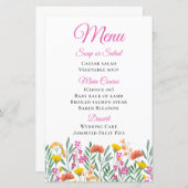 Wildbloemen Waterverf Lente Bloemen Bruiloft Menu (Voorkant / Achterkant)