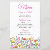 Wildbloemen Waterverf Lente Bloemen Bruiloft Menu (Voorkant)