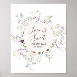 Wildbloemen Waterverf Love is Sweet Sign Poster