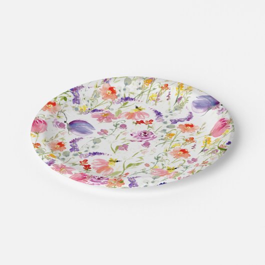 Wildbloemen | Waterverf Papieren Bordje (Gekanteld)