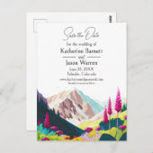 Wildbloemen Waterverf Sparen de Datum Briefkaart (Voorkant / Achterkant)