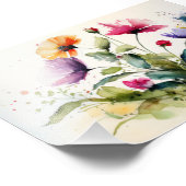 Wildbloemen, Waterverf stijl, schilderen, kunst aa Foto Afdruk (Hoek)