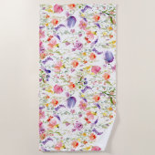 Wildbloemen | Waterverf Strandlaken (Voorkant)