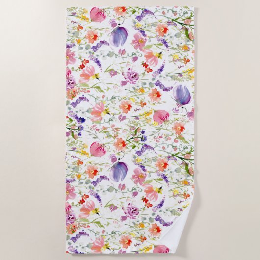 Wildbloemen | Waterverf Strandlaken (Voorkant)