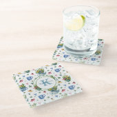 Wildbloemen Waterverf Tea Party Glazen Onderzetter (Schuin)