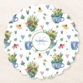 Wildbloemen Waterverf Tea Party Kartonnen Onderzetters (Voorkant)