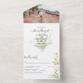 Wildbloemen Weddenfoto All In One Uitnodiging (Binnen)