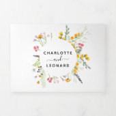 Wildbloemen Weddenfoto Tri-Fold Uitnodiging (Cover)