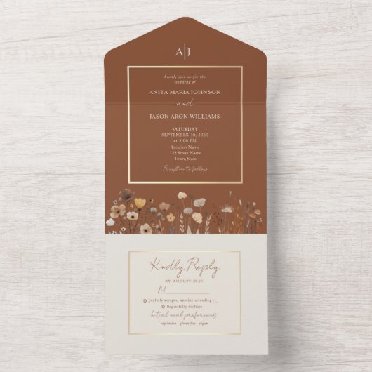 Wildbloemen Weddenschap All In One Uitnodiging (Binnen)