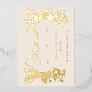 Wildbloemen Weddenschap Bespaar de datum Blush & G Folie Uitnodiging