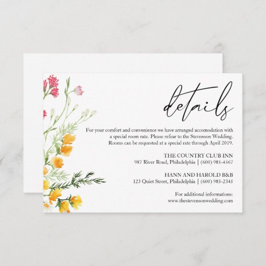 Wildbloemen Weddenschap Kaart (Voorkant / Achterkant)