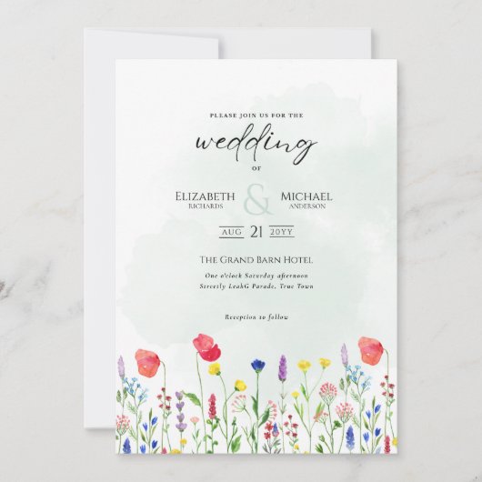 Wildbloemen Weddenschap Noite Floral Print of Digi Kaart (Voorkant)