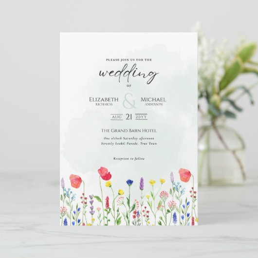 Wildbloemen Weddenschap Noite Floral Print of Digi Kaart (Staand voorkant)