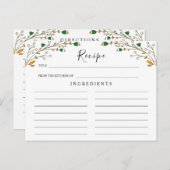 Wildbloemen Wedding, Boho Floral Recipe Card Briefkaart (Voorkant / Achterkant)