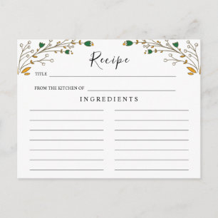 Wildbloemen Wedding, Boho Floral Recipe Card Briefkaart