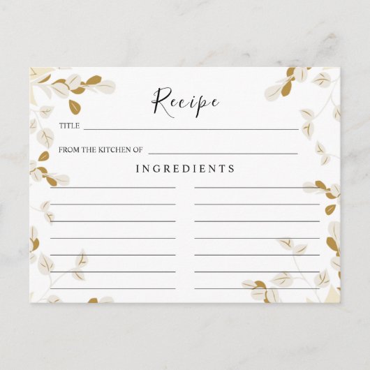 Wildbloemen Wedding, Boho Floral Recipe Card Briefkaart (Voorkant)