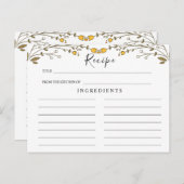 Wildbloemen Wedding, Boho Floral Recipe Card Briefkaart (Voorkant / Achterkant)