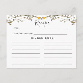 Wildbloemen Wedding, Boho Floral Recipe Card Briefkaart