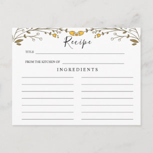 Wildbloemen Wedding, Boho Floral Recipe Card Briefkaart