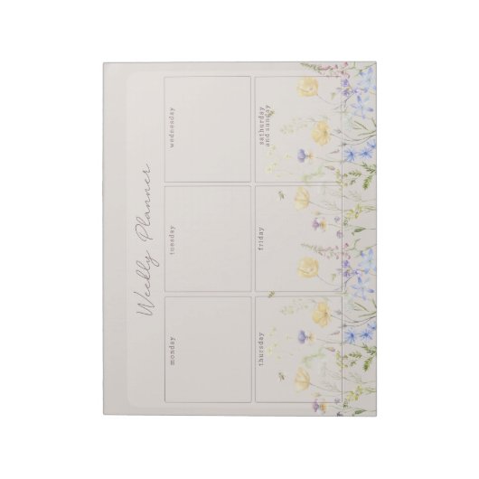 Wildbloemen, wekelijkse bloemplanner notitieblok (Linkerzijde)