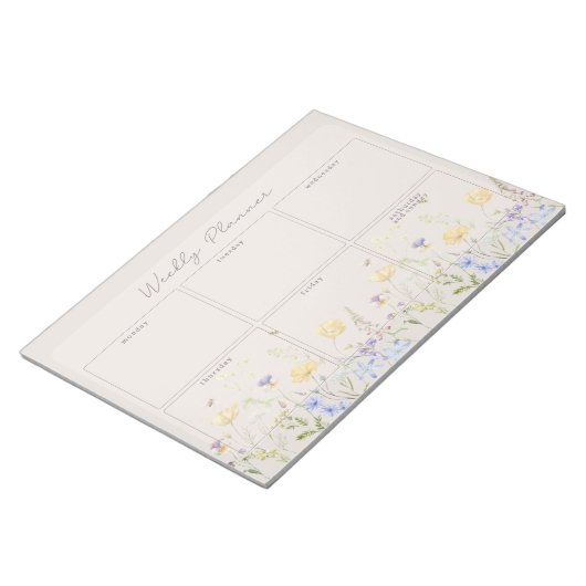 Wildbloemen, wekelijkse bloemplanner notitieblok (Schuin)