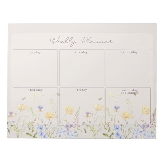 Wildbloemen, wekelijkse bloemplanner notitieblok (Voorkant)