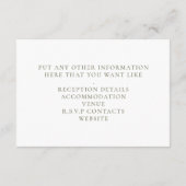 Wildbloemen witte bruiloft de details informatiekaartje (Achterkant)