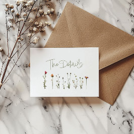 Wildbloemen witte bruiloft de details informatiekaartje