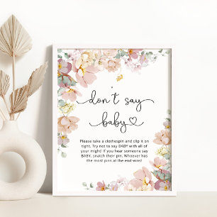 Wildbloemen Zeg geen baby shower game Poster