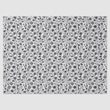 Wildbloemen zwart-wit minimalistisch patroon