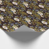 Wildbloemen: zwarte achtergrond waterverf cadeaupapier (Hoek)