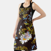 Wildbloemen: zwarte achtergrond waterverf schort (Insitu)