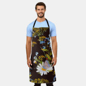 Wildbloemen: zwarte achtergrond waterverf schort (Gedragen)