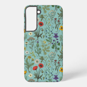 Wildbloemencollage op blauw samsung galaxy hoesje