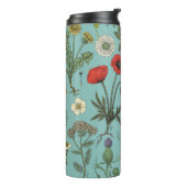 Wildbloemencollage op blauw thermosbeker (Gedraaid links)