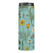 Wildbloemencollage op blauw thermosbeker (Achterkant)