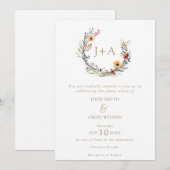 Wildbloemenkrans initialen bruiloft Kaart (Voorkant / Achterkant)