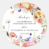 Wildbloementuin | Trouwgunst Ronde Sticker (Voorkant)