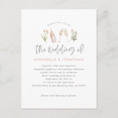 wildbloemflorale champagne modern script kondigt a feestdagenkaart (Voorkant)