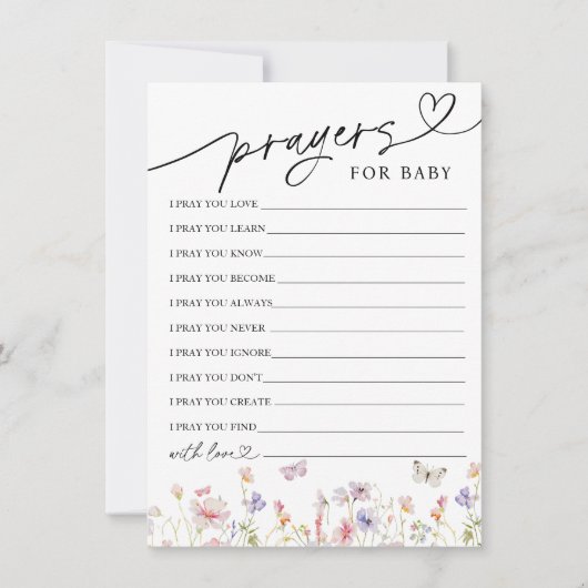 Wildbloemgebeden en wensen voor Baby Kaart (Voorkant)