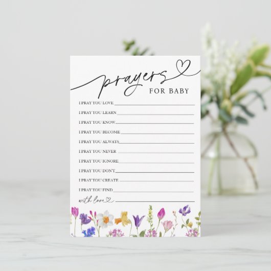 Wildbloemgebeden en wensen voor Baby Kaart (Staand voorkant)