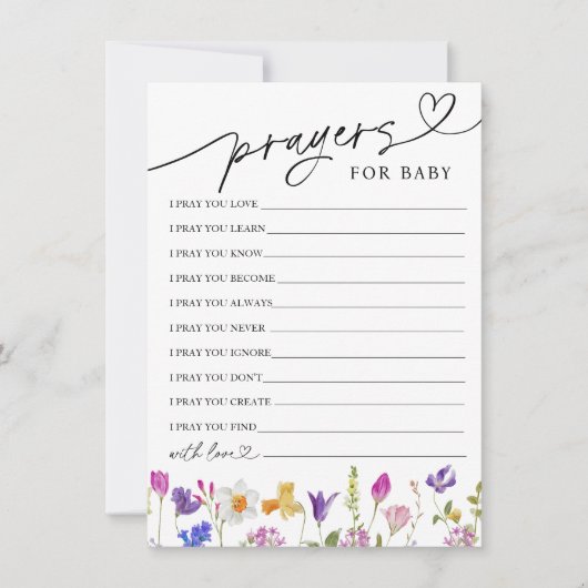 Wildbloemgebeden en wensen voor Baby Kaart (Voorkant)