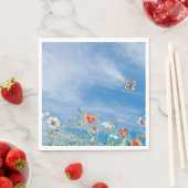 Wildbloemgrens aan de zomerhemel servet (Insitu)