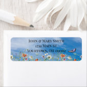 Wildbloemgrens en vlinder etiket (Insitu)