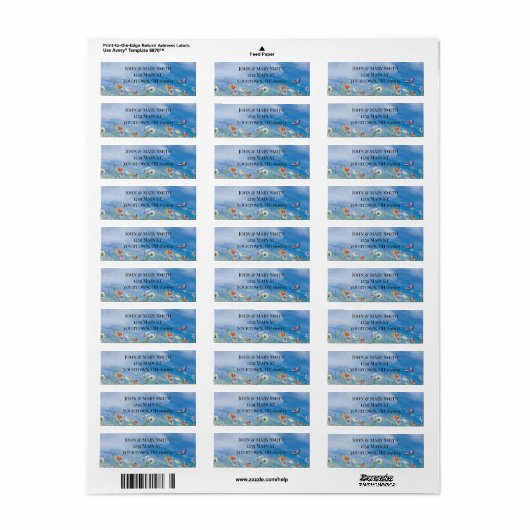 Wildbloemgrens en vlinder etiket (Full Sheet)